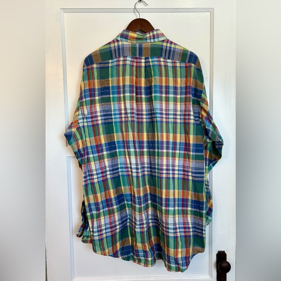 Ralph Lauren Button Down Multi Color Plaid 100% Cotton Long Sleeve Shirt - Picture 4 of 5